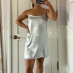 Silver slip dress